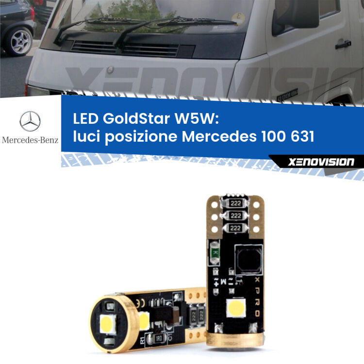 0 Luci posizione LED Mercedes 100 631 restyling: T10 GoldStar <strong>Luci posizione LED Mercedes 100</strong> 631 restyling: ottima luminosità a 360 gradi. Si inseriscono ovunque. Canbus, Top Quality.
