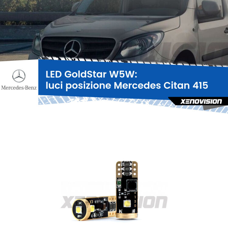 <strong>Luci posizione LED Mercedes Citan</strong> 415 2012in poi: ottima luminosità a 360 gradi. Si inseriscono ovunque. Canbus, Top Quality.