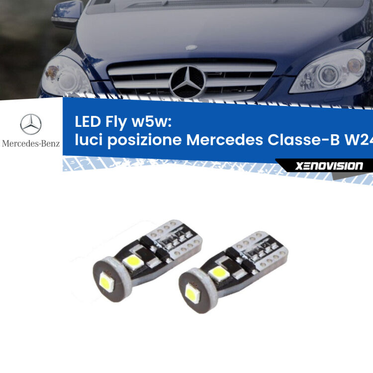 0 Luci posizione LED Mercedes Classe-B W245 2005-2011: W5W Fly <strong>luci posizione LED per Mercedes Classe-B</strong> W245 2005-2011. Coppia lampadine <strong>w5w</strong> Canbus compatte modello Fly Xenovision.
