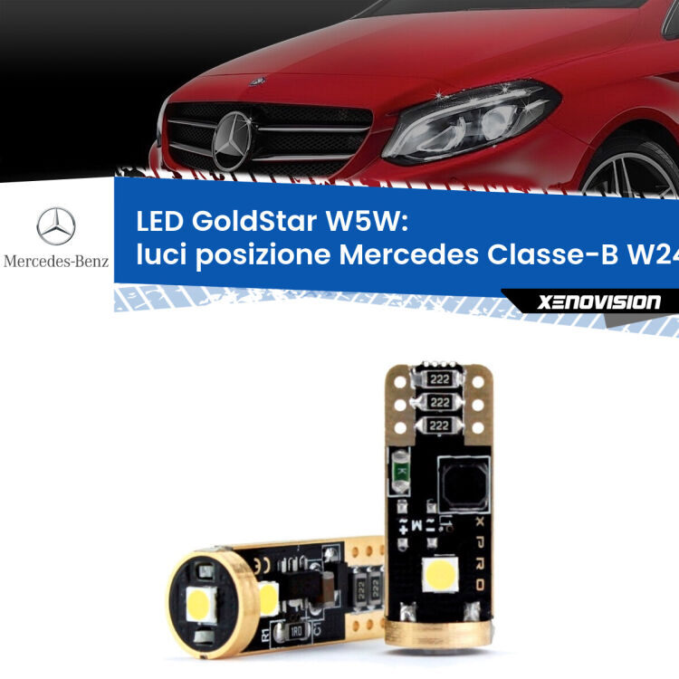 0 Luci posizione LED Mercedes Classe-B W246, W242 2011-2018: T10 GoldStar <strong>Luci posizione LED Mercedes Classe-B</strong> W246, W242 2011-2018: ottima luminosità a 360 gradi. Si inseriscono ovunque. Canbus, Top Quality.