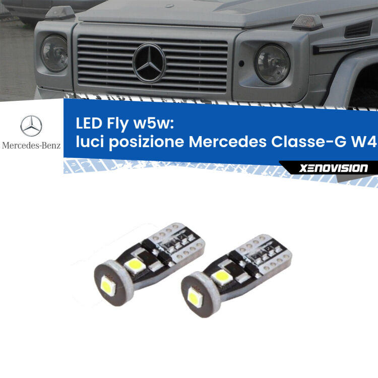 0 Luci posizione LED Mercedes Classe-G W463 1991-2004: W5W Fly <strong>luci posizione LED per Mercedes Classe-G</strong> W463 1991-2004. Coppia lampadine <strong>w5w</strong> Canbus compatte modello Fly Xenovision.
