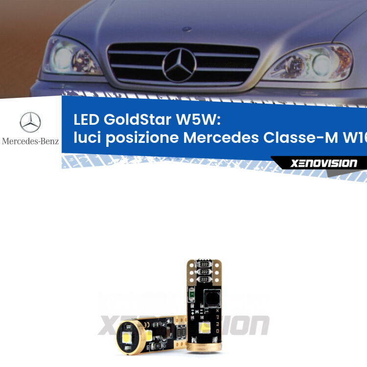 <strong>Luci posizione LED Mercedes Classe-M</strong> W163 1998-2005: ottima luminosità a 360 gradi. Si inseriscono ovunque. Canbus, Top Quality.