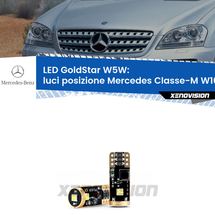 <strong>Luci posizione LED Mercedes Classe-M</strong> W164 2005-2011: ottima luminosità a 360 gradi. Si inseriscono ovunque. Canbus, Top Quality.