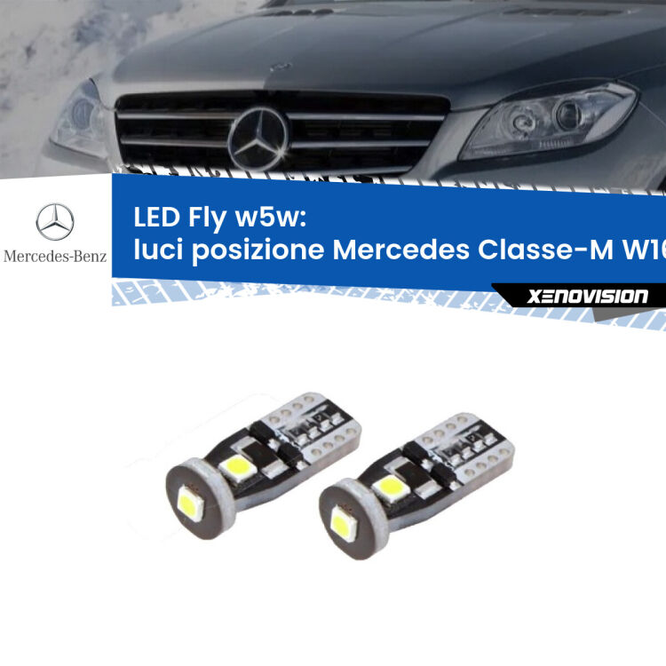 0 Luci posizione LED Mercedes Classe-M W166 2011-2015: W5W Fly <strong>luci posizione LED per Mercedes Classe-M</strong> W166 2011-2015. Coppia lampadine <strong>w5w</strong> Canbus compatte modello Fly Xenovision.