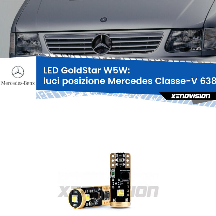 <strong>Luci posizione LED Mercedes Classe-V</strong> 638/2 1996-2003: ottima luminosità a 360 gradi. Si inseriscono ovunque. Canbus, Top Quality.