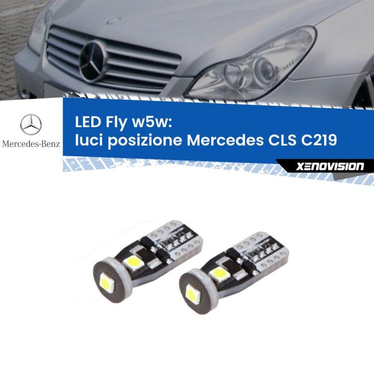 0 Luci posizione LED Mercedes CLS C219 2004-2010: W5W Fly <strong>luci posizione LED per Mercedes CLS</strong> C219 2004-2010. Coppia lampadine <strong>w5w</strong> Canbus compatte modello Fly Xenovision.