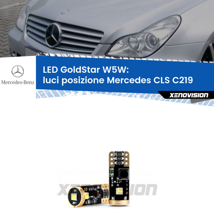 <strong>Luci posizione LED Mercedes CLS</strong> C219 2004-2010: ottima luminosità a 360 gradi. Si inseriscono ovunque. Canbus, Top Quality.
