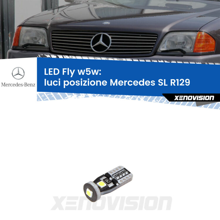 <strong>luci posizione LED per Mercedes SL</strong> R129 1989-2001. Coppia lampadine <strong>w5w</strong> Canbus compatte modello Fly Xenovision.