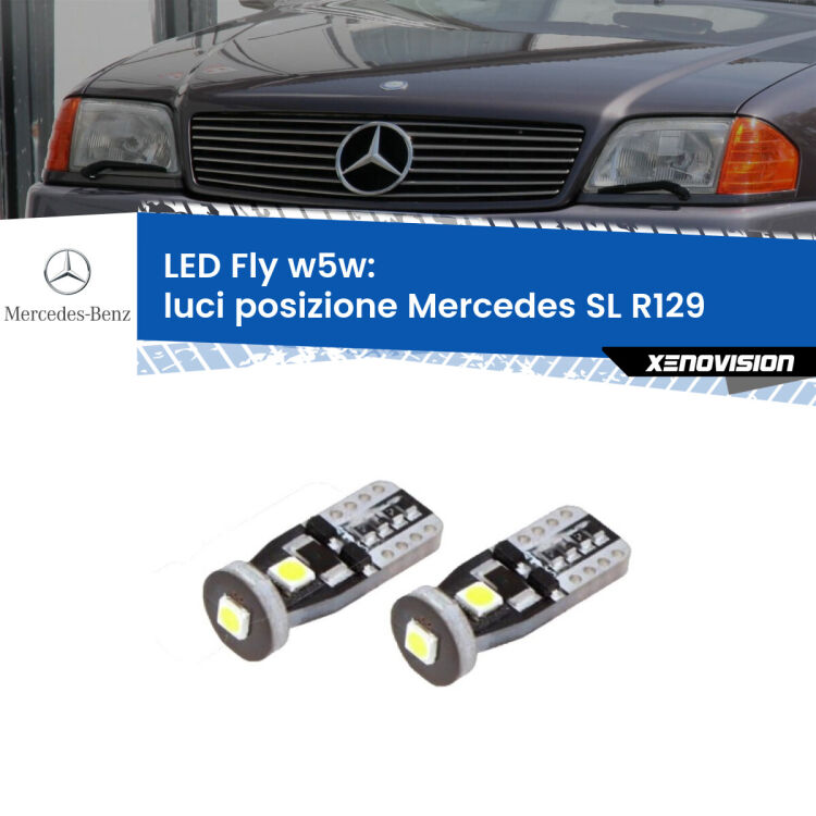 0 Luci posizione LED Mercedes SL R129 1989-2001: W5W Fly <strong>luci posizione LED per Mercedes SL</strong> R129 1989-2001. Coppia lampadine <strong>w5w</strong> Canbus compatte modello Fly Xenovision.