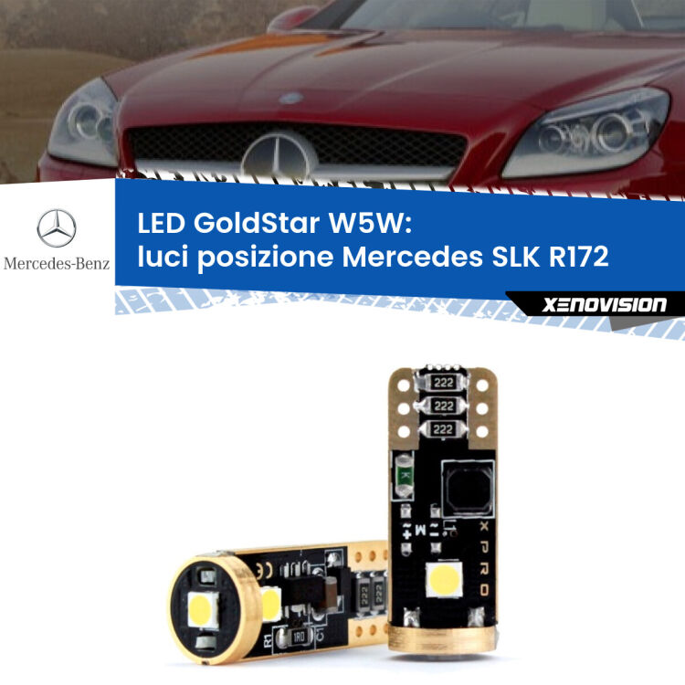 0 Luci posizione LED Mercedes SLK R172 2011in poi: T10 GoldStar <strong>Luci posizione LED Mercedes SLK</strong> R172 2011in poi: ottima luminosità a 360 gradi. Si inseriscono ovunque. Canbus, Top Quality.