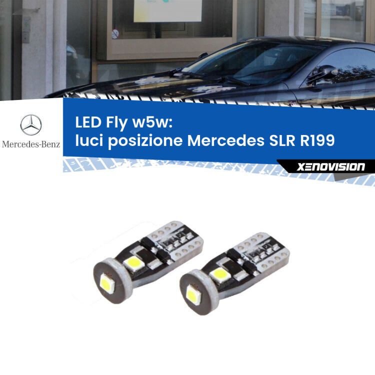 0 Luci posizione LED Mercedes SLR R199 2004in poi: W5W Fly <strong>luci posizione LED per Mercedes SLR</strong> R199 2004in poi. Coppia lampadine <strong>w5w</strong> Canbus compatte modello Fly Xenovision.