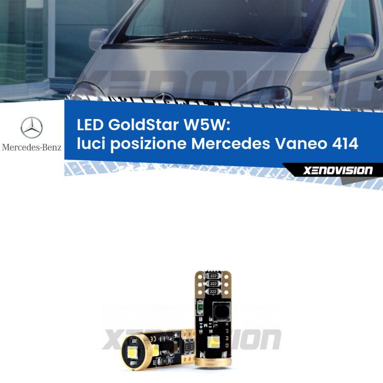 <strong>Luci posizione LED Mercedes Vaneo</strong> 414 2002-2005: ottima luminosità a 360 gradi. Si inseriscono ovunque. Canbus, Top Quality.