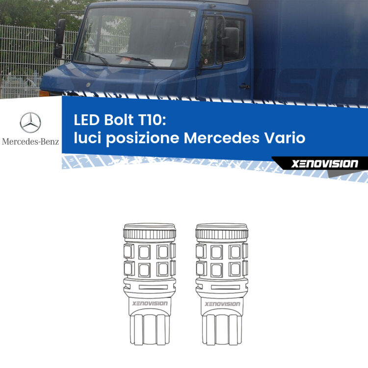 0 Luci posizione LED Mercedes Vario 1996-2013: T10 Bolt <strong>Luci posizione LED per Mercedes Vario</strong> 1996-2013. Coppia lampade <strong>T10</strong> modello Bolt canbus.