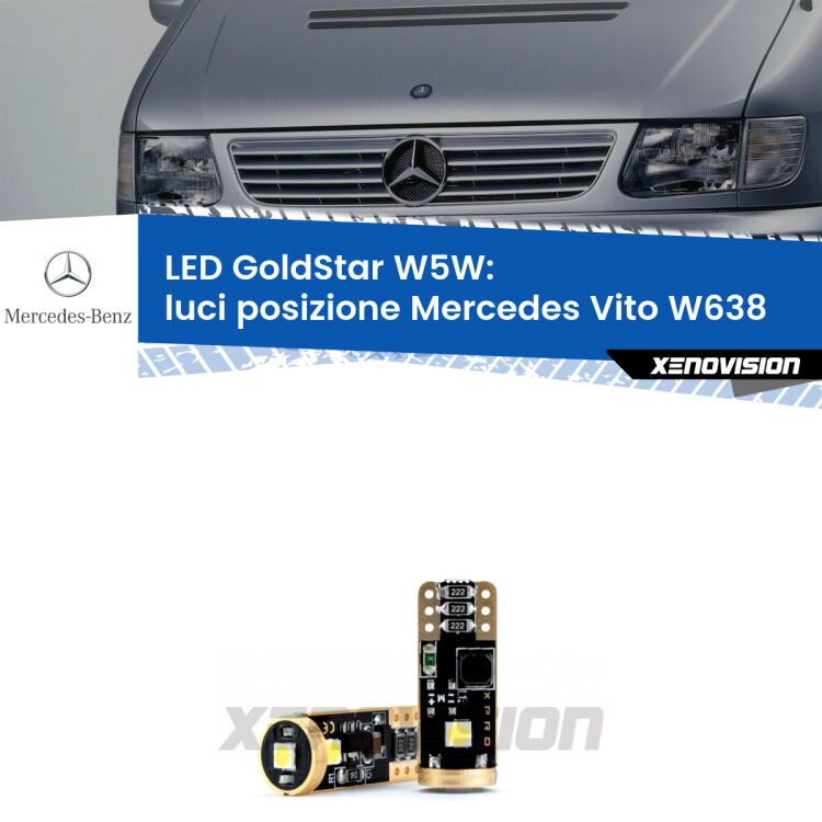 <strong>Luci posizione LED Mercedes Vito</strong> W638 1996-2003: ottima luminosità a 360 gradi. Si inseriscono ovunque. Canbus, Top Quality.
