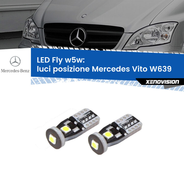 0 Luci posizione LED Mercedes Vito W639 2003-2012: W5W Fly <strong>luci posizione LED per Mercedes Vito</strong> W639 2003-2012. Coppia lampadine <strong>w5w</strong> Canbus compatte modello Fly Xenovision.