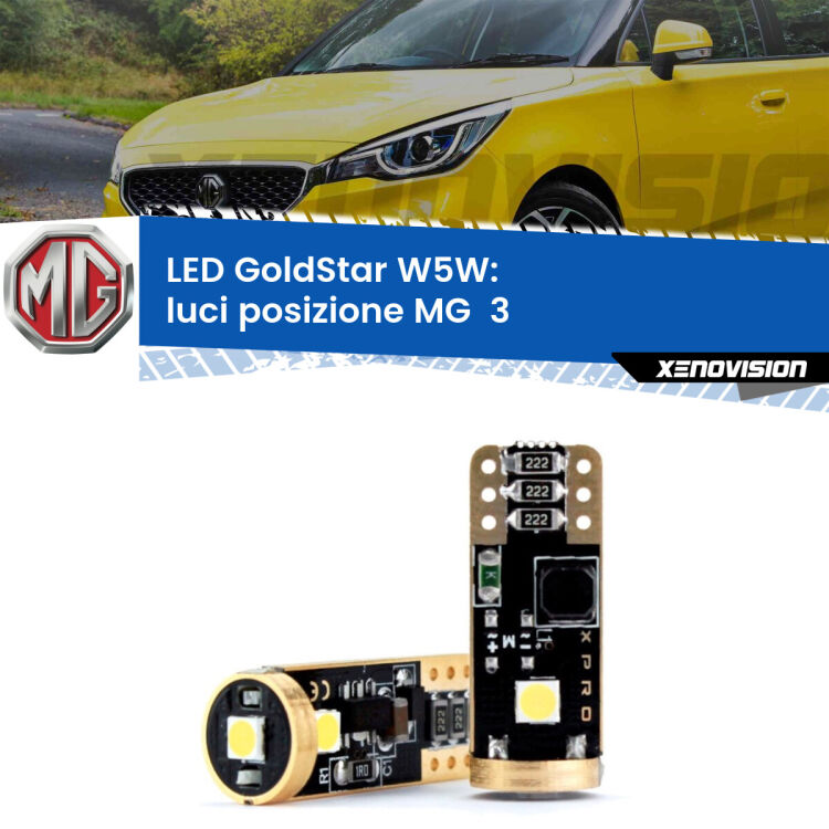 0 Luci posizione LED MG  3  2011in poi: T10 GoldStar <strong>Luci posizione LED MG  3</strong>  2011in poi: ottima luminosità a 360 gradi. Si inseriscono ovunque. Canbus, Top Quality.