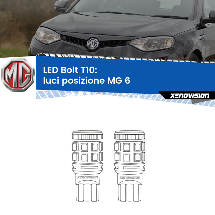 0 Luci posizione LED MG 6  2010in poi: T10 Bolt <strong>Luci posizione LED per MG 6</strong>  2010in poi. Coppia lampade <strong>T10</strong> modello Bolt canbus.