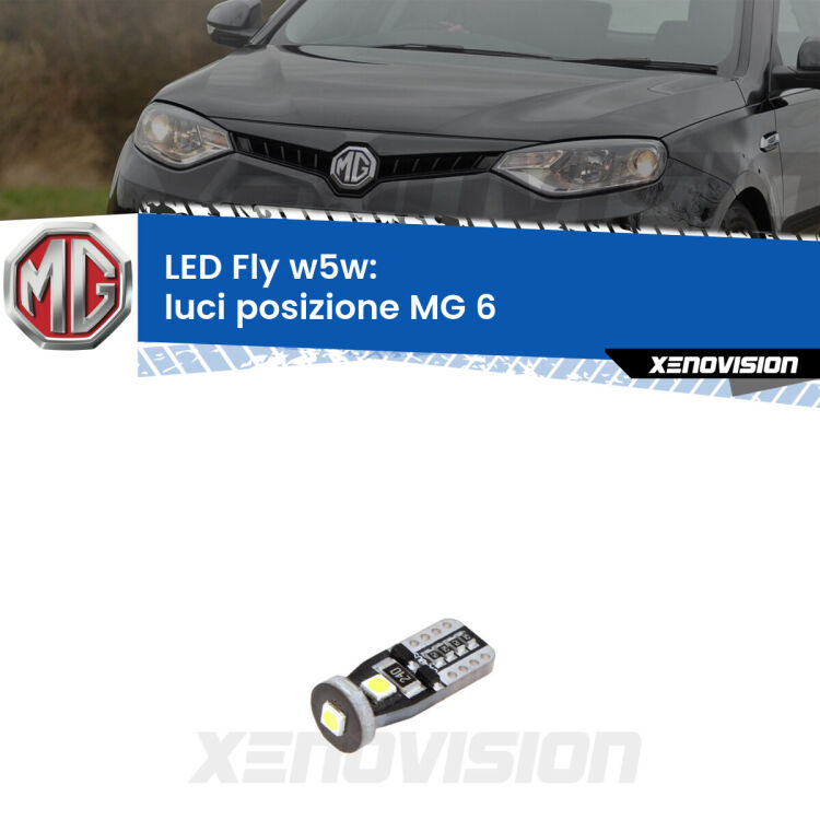 <strong>luci posizione LED per MG 6</strong>  2010in poi. Coppia lampadine <strong>w5w</strong> Canbus compatte modello Fly Xenovision.