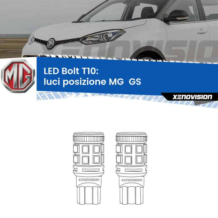 0 Luci posizione LED MG  GS  2016-2019: T10 Bolt <strong>Luci posizione LED per MG  GS</strong>  2016-2019. Coppia lampade <strong>T10</strong> modello Bolt canbus.
