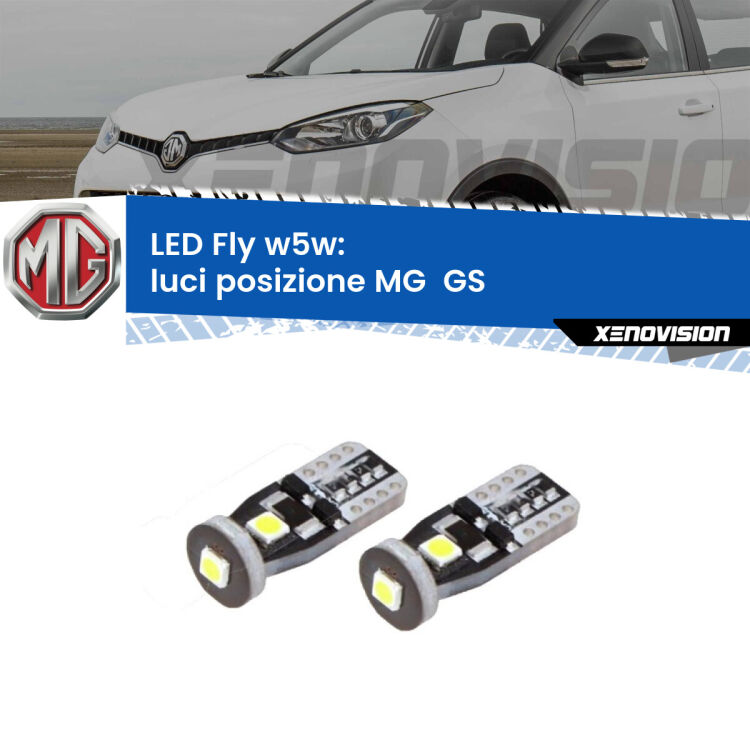 0 Luci posizione LED MG  GS  2016-2019: W5W Fly <strong>luci posizione LED per MG  GS</strong>  2016-2019. Coppia lampadine <strong>w5w</strong> Canbus compatte modello Fly Xenovision.