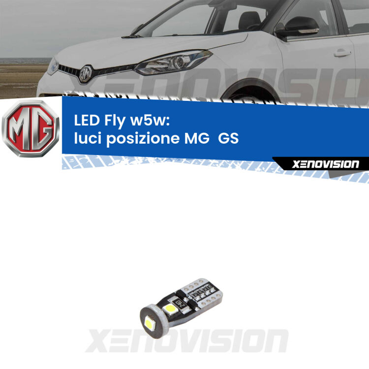 <strong>luci posizione LED per MG  GS</strong>  2016-2019. Coppia lampadine <strong>w5w</strong> Canbus compatte modello Fly Xenovision.