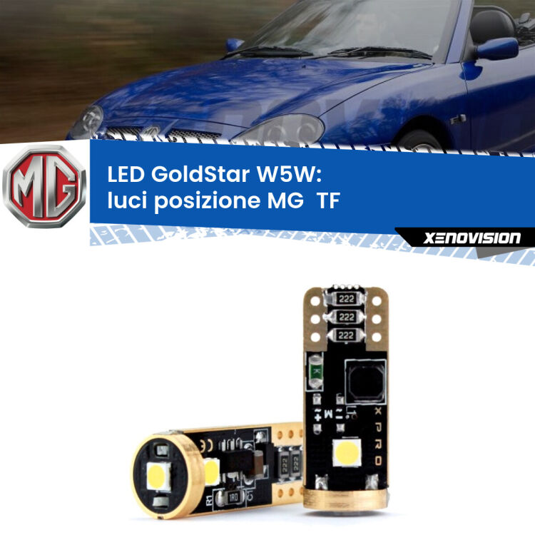 0 Luci posizione LED MG  TF  2002-2009: T10 GoldStar <strong>Luci posizione LED MG  TF</strong>  2002-2009: ottima luminosità a 360 gradi. Si inseriscono ovunque. Canbus, Top Quality.