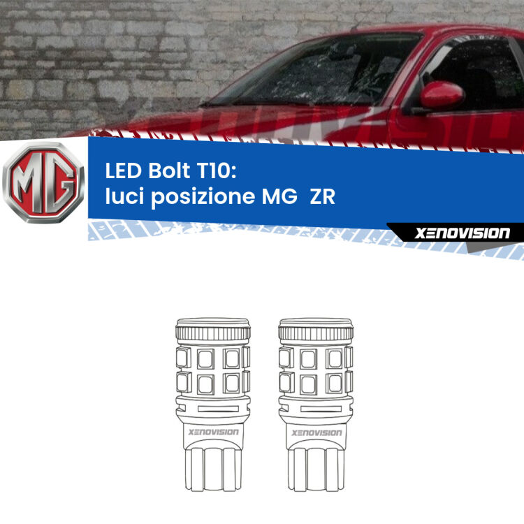 0 Luci posizione LED MG  ZR  2001-2005: T10 Bolt <strong>Luci posizione LED per MG  ZR</strong>  2001-2005. Coppia lampade <strong>T10</strong> modello Bolt canbus.