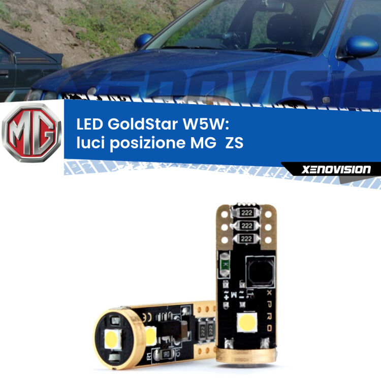 0 Luci posizione LED MG  ZS  2001-2005: T10 GoldStar <strong>Luci posizione LED MG  ZS</strong>  2001-2005: ottima luminosità a 360 gradi. Si inseriscono ovunque. Canbus, Top Quality.
