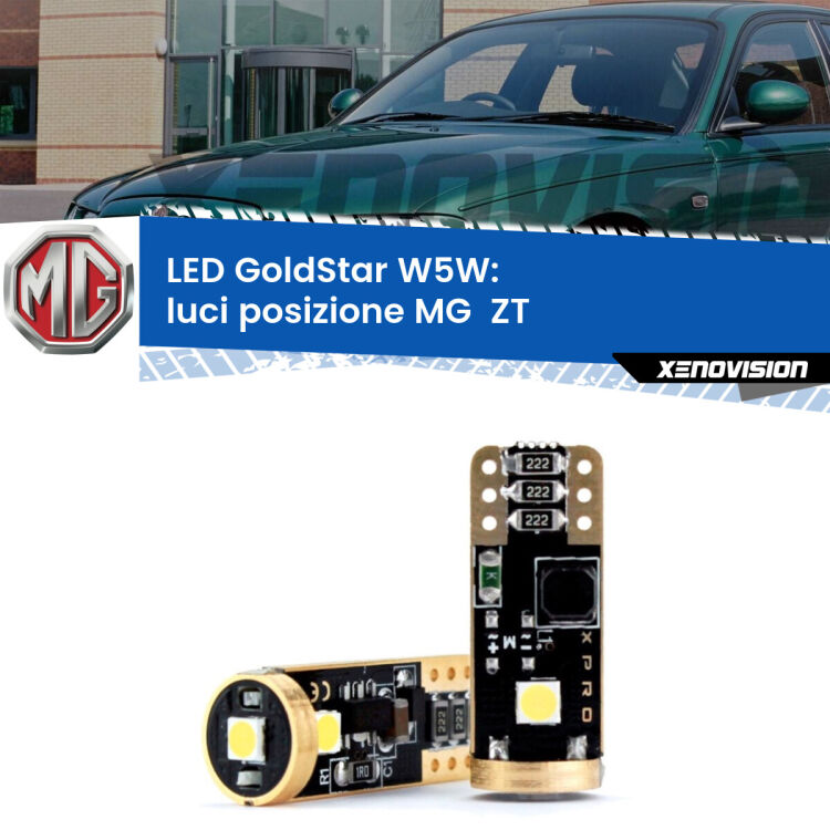 0 Luci posizione LED MG  ZT  2001-2005: T10 GoldStar <strong>Luci posizione LED MG  ZT</strong>  2001-2005: ottima luminosità a 360 gradi. Si inseriscono ovunque. Canbus, Top Quality.