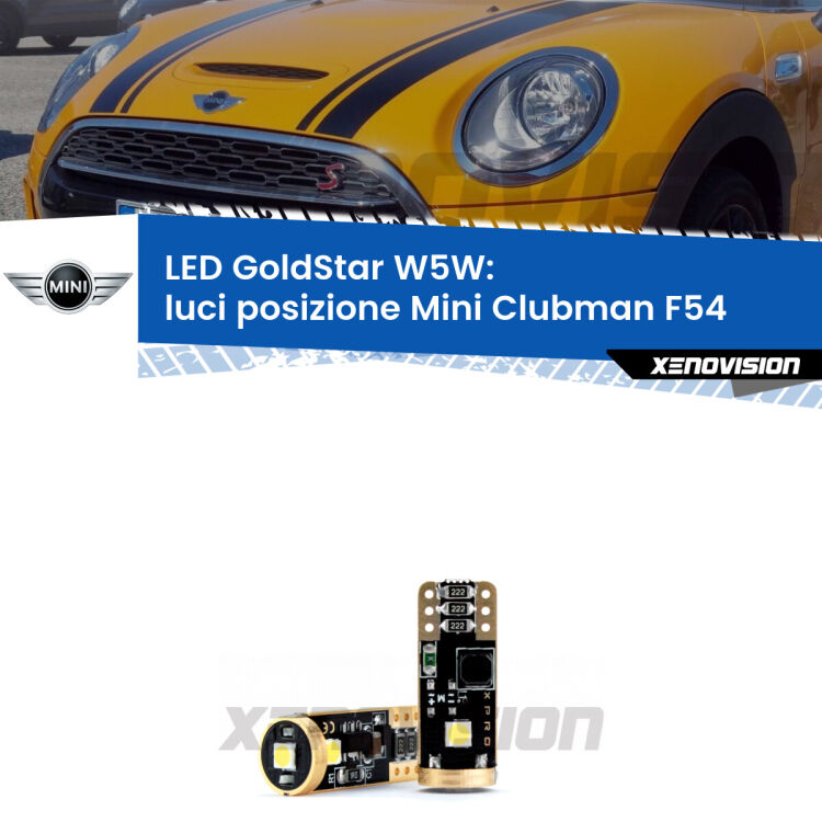<strong>Luci posizione LED Mini Clubman</strong> F54 2014-2019: ottima luminosità a 360 gradi. Si inseriscono ovunque. Canbus, Top Quality.