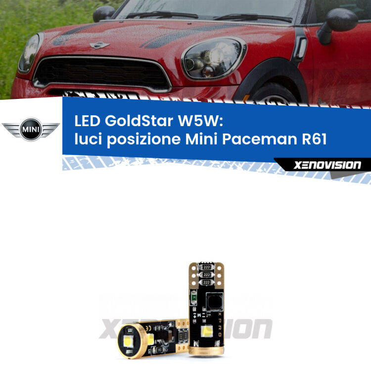 <strong>Luci posizione LED Mini Paceman</strong> R61 2012-2016: ottima luminosità a 360 gradi. Si inseriscono ovunque. Canbus, Top Quality.