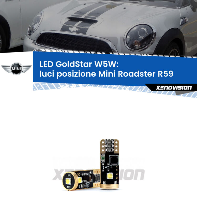 <strong>Luci posizione LED Mini Roadster</strong> R59 2012-2015: ottima luminosità a 360 gradi. Si inseriscono ovunque. Canbus, Top Quality.