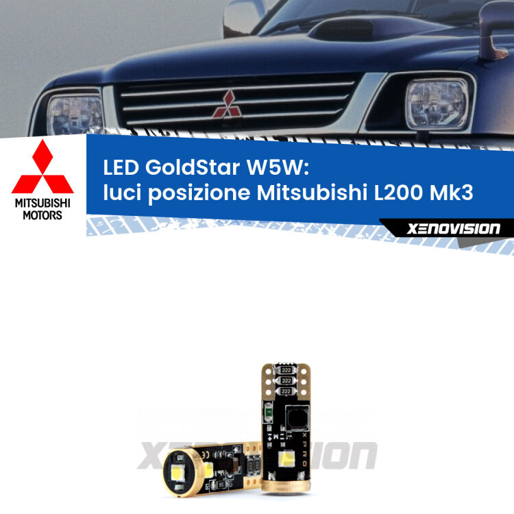 <strong>Luci posizione LED Mitsubishi L200</strong> Mk3 1996-2005: ottima luminosità a 360 gradi. Si inseriscono ovunque. Canbus, Top Quality.