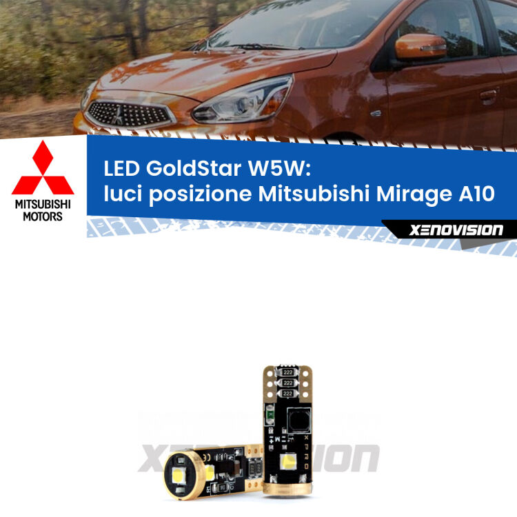 <strong>Luci posizione LED Mitsubishi Mirage</strong> A10 2013in poi: ottima luminosità a 360 gradi. Si inseriscono ovunque. Canbus, Top Quality.