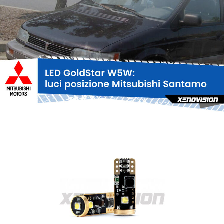 <strong>Luci posizione LED Mitsubishi Santamo</strong>  1999-2004: ottima luminosità a 360 gradi. Si inseriscono ovunque. Canbus, Top Quality.