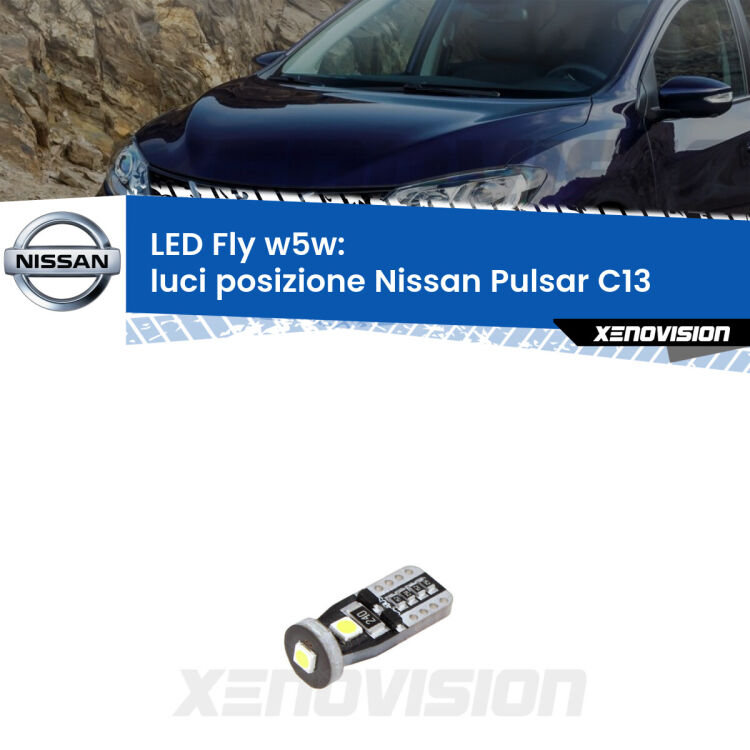 <strong>luci posizione LED per Nissan Pulsar</strong> C13 2014-2018. Coppia lampadine <strong>w5w</strong> Canbus compatte modello Fly Xenovision.