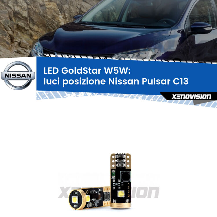 <strong>Luci posizione LED Nissan Pulsar</strong> C13 2014-2018: ottima luminosità a 360 gradi. Si inseriscono ovunque. Canbus, Top Quality.