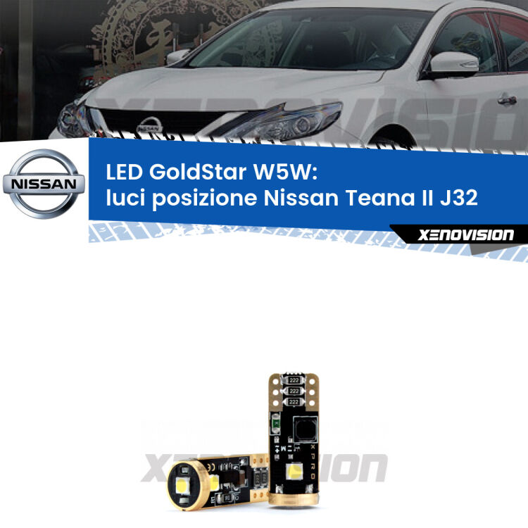 <strong>Luci posizione LED Nissan Teana II</strong> J32 2008-2013: ottima luminosità a 360 gradi. Si inseriscono ovunque. Canbus, Top Quality.