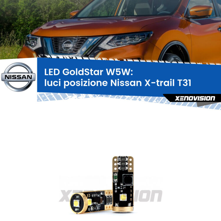 <strong>Luci posizione LED Nissan X-trail</strong> T31 2007-2014: ottima luminosità a 360 gradi. Si inseriscono ovunque. Canbus, Top Quality.