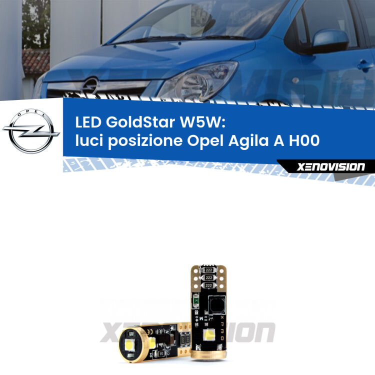 <strong>Luci posizione LED Opel Agila A</strong> H00 2000-2007: ottima luminosità a 360 gradi. Si inseriscono ovunque. Canbus, Top Quality.
