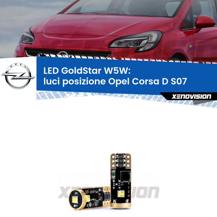 <strong>Luci posizione LED Opel Corsa D</strong> S07 2006-2010: ottima luminosità a 360 gradi. Si inseriscono ovunque. Canbus, Top Quality.