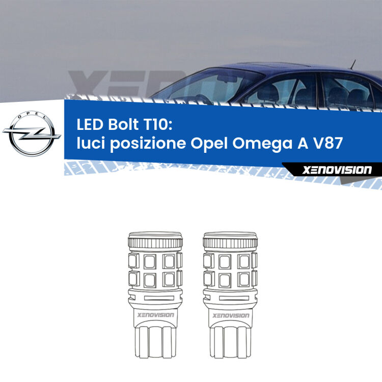 0 Luci posizione LED Opel Omega A V87 1986-1994: T10 Bolt <strong>Luci posizione LED per Opel Omega A</strong> V87 1986-1994. Coppia lampade <strong>T10</strong> modello Bolt canbus.