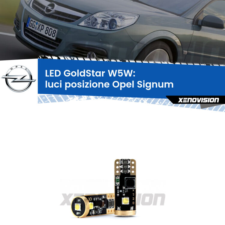 <strong>Luci posizione LED Opel Signum</strong>  2003-2008: ottima luminosità a 360 gradi. Si inseriscono ovunque. Canbus, Top Quality.