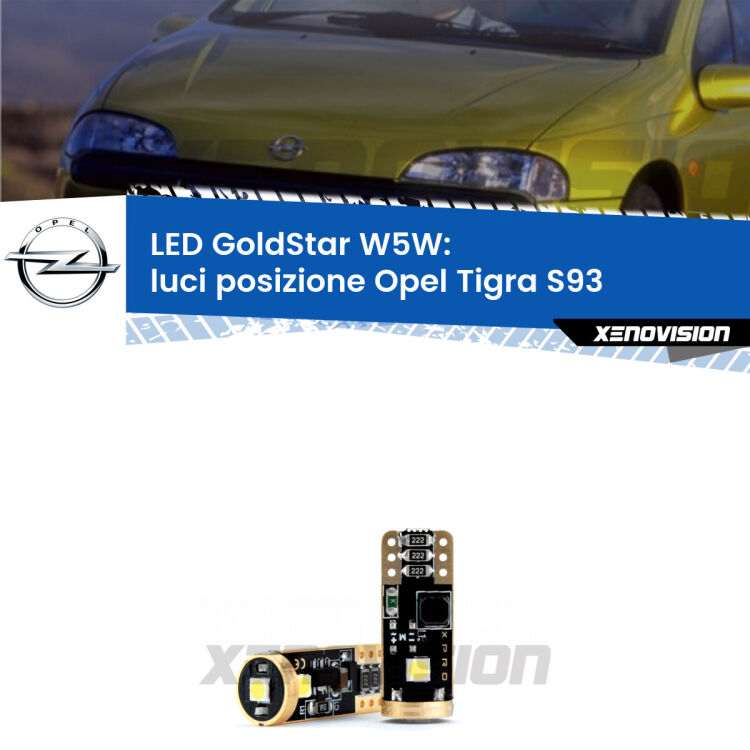 <strong>Luci posizione LED Opel Tigra</strong> S93 1994-2000: ottima luminosità a 360 gradi. Si inseriscono ovunque. Canbus, Top Quality.