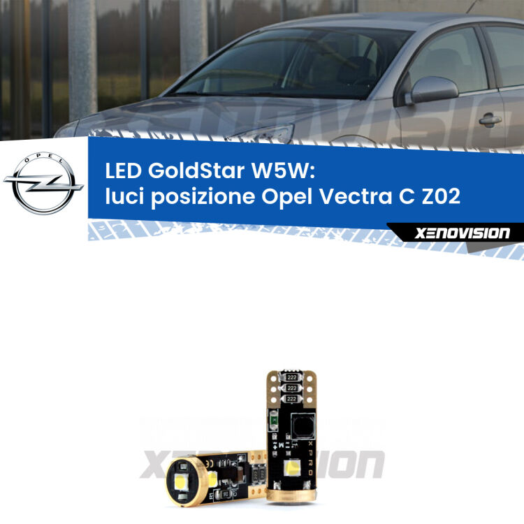 <strong>Luci posizione LED Opel Vectra C</strong> Z02 2002-2010: ottima luminosità a 360 gradi. Si inseriscono ovunque. Canbus, Top Quality.