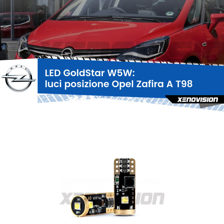 <strong>Luci posizione LED Opel Zafira A</strong> T98 1999-2005: ottima luminosità a 360 gradi. Si inseriscono ovunque. Canbus, Top Quality.