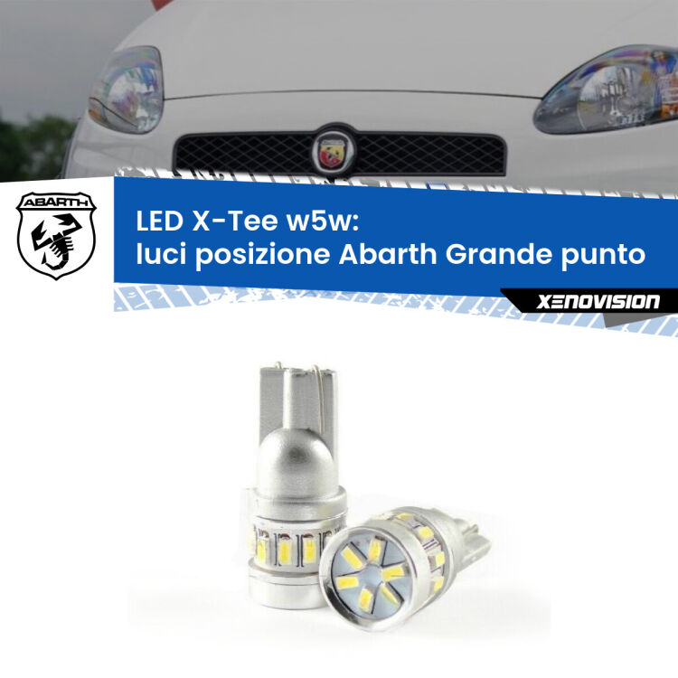 0 Luci posizione LED per Abarth Grande punto  2007-2010: W5W X-Tee <strong>LED luci posizione per Abarth Grande punto</strong>  2007-2010. Lampade <strong>W5W</strong> modello X-Tee Xenovision top di gamma.