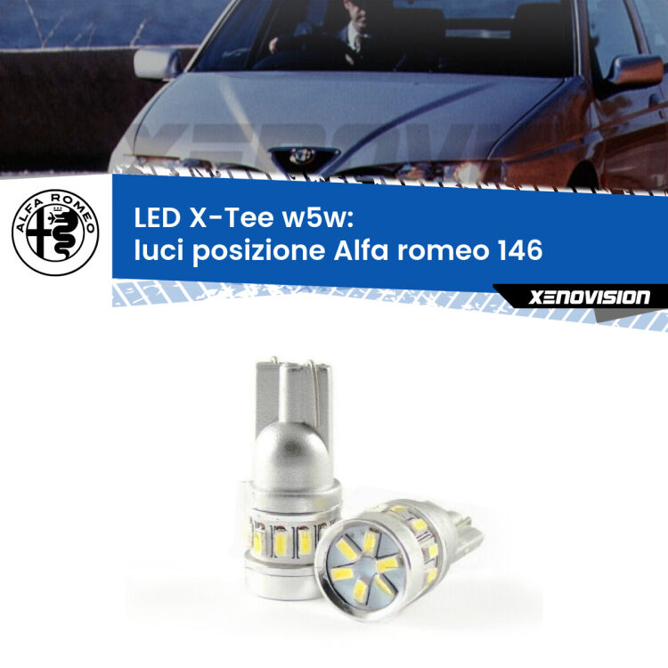 0 Luci posizione LED per Alfa romeo 146 1994-2001: W5W X-Tee <strong>LED luci posizione per Alfa romeo 146</strong> 1994-2001. Lampade <strong>W5W</strong> modello X-Tee Xenovision top di gamma.