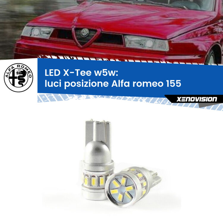 0 Luci posizione LED per Alfa romeo 155  1992-1997: W5W X-Tee <strong>LED luci posizione per Alfa romeo 155</strong>  1992-1997. Lampade <strong>W5W</strong> modello X-Tee Xenovision top di gamma.