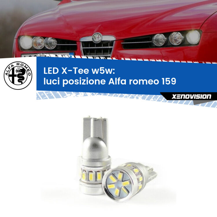 0 Luci posizione LED per Alfa romeo 159 2005-2012: W5W X-Tee <strong>LED luci posizione per Alfa romeo 159</strong> 2005-2012. Lampade <strong>W5W</strong> modello X-Tee Xenovision top di gamma.